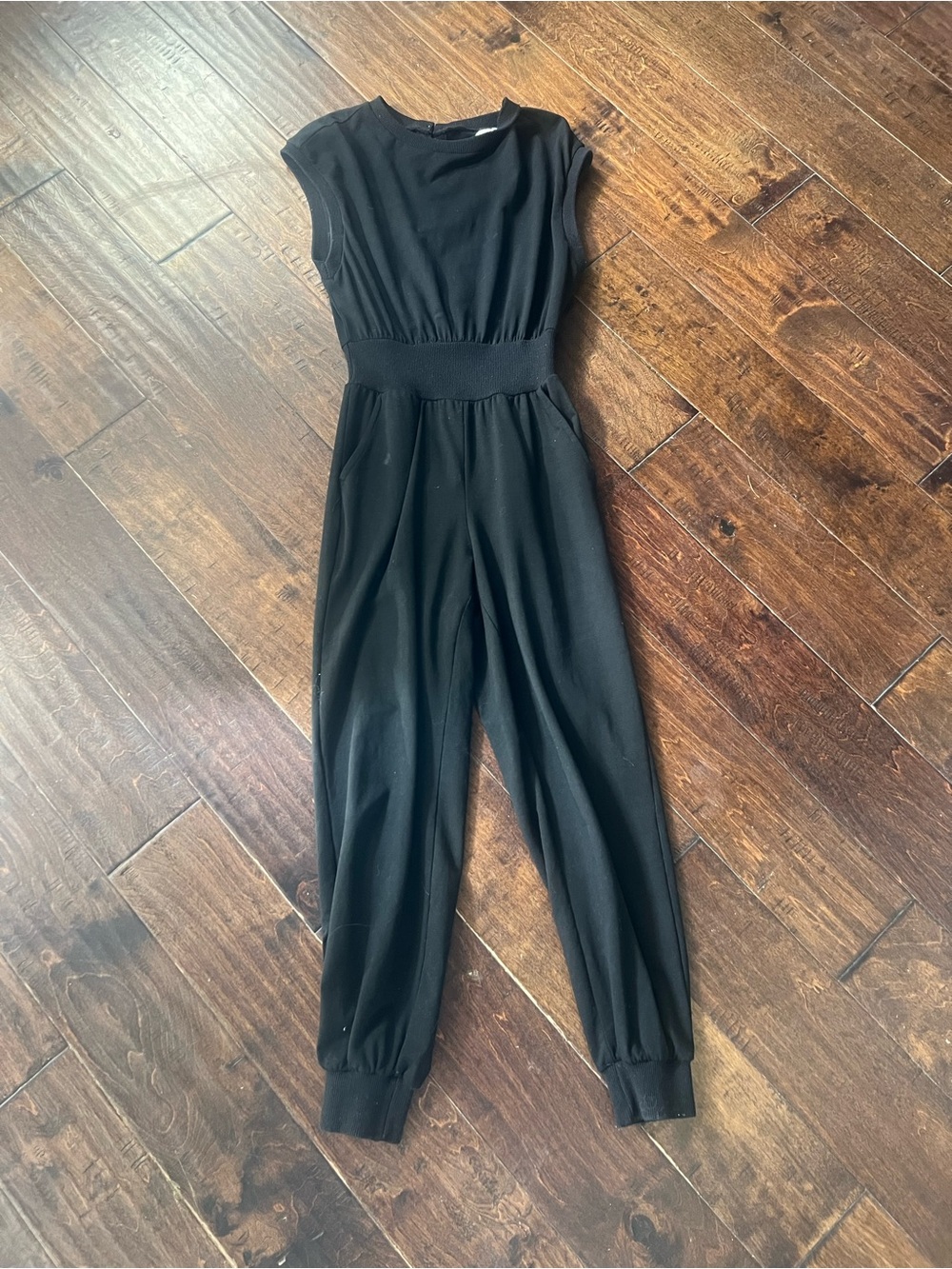 bishop + young Black Cap-Sleeve Elastic-Waist Jumpsuit